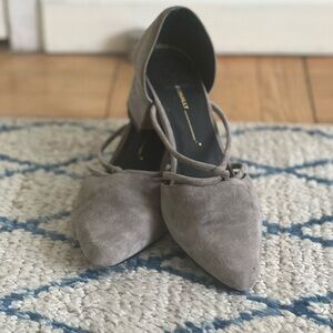 INTENTIONALLY BLANK - Gray Suede Block Heels - 39